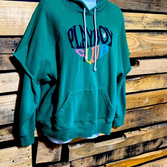Playboy X PacSun Green Club‎ Layered Hoodie Oversized Small - Picture 3 of 9